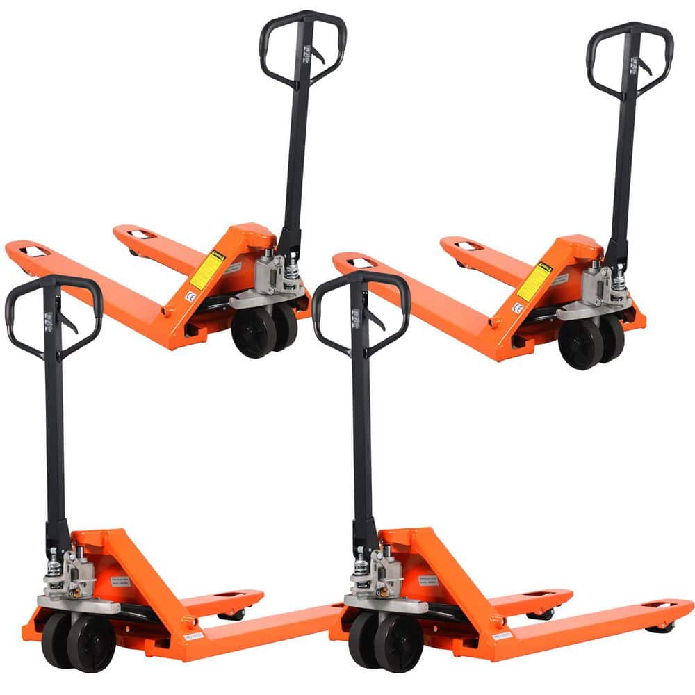 TORY CARRIER (4-Pack) Orange Industrial Manual Pallet Jack 6600 lbs. 3 in. Fork Lowered Hydraulic Pallet Truck with 48 x 27 in. Fork (1)