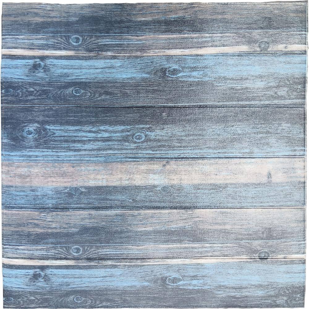 Dundee Deco Falkirk Jura III 1/4 in. 28 in. 28 in. Peel & Stick Blue Beige Faux Wood PE Foam Decorative Wall Paneling