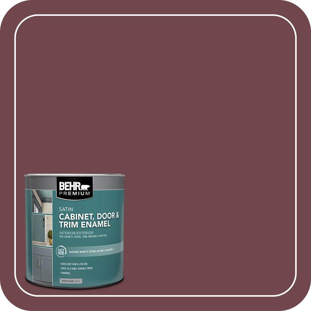 BEHR PREMIUM 1 qt. #PPU1-14 Formal Maroon Satin Enamel Interior/Exterior Cabinet, Door & Trim Paint (1)