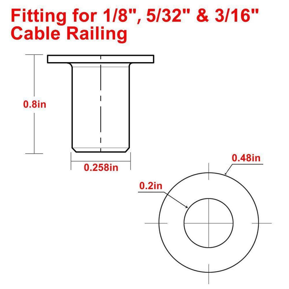 Angel Sar T316 Marine Grade Stainless Steel Protector Sleeves for Deck Cable Railing and Wood/Composite Posts (120-Pack) (2)