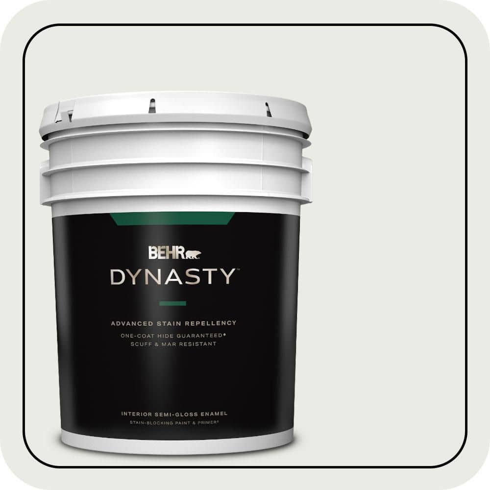 BEHR DYNASTY 5 gal. #PPU12-12 Gallery White Semi-Gloss Enamel Interior Stain-Blocking Paint & Primer