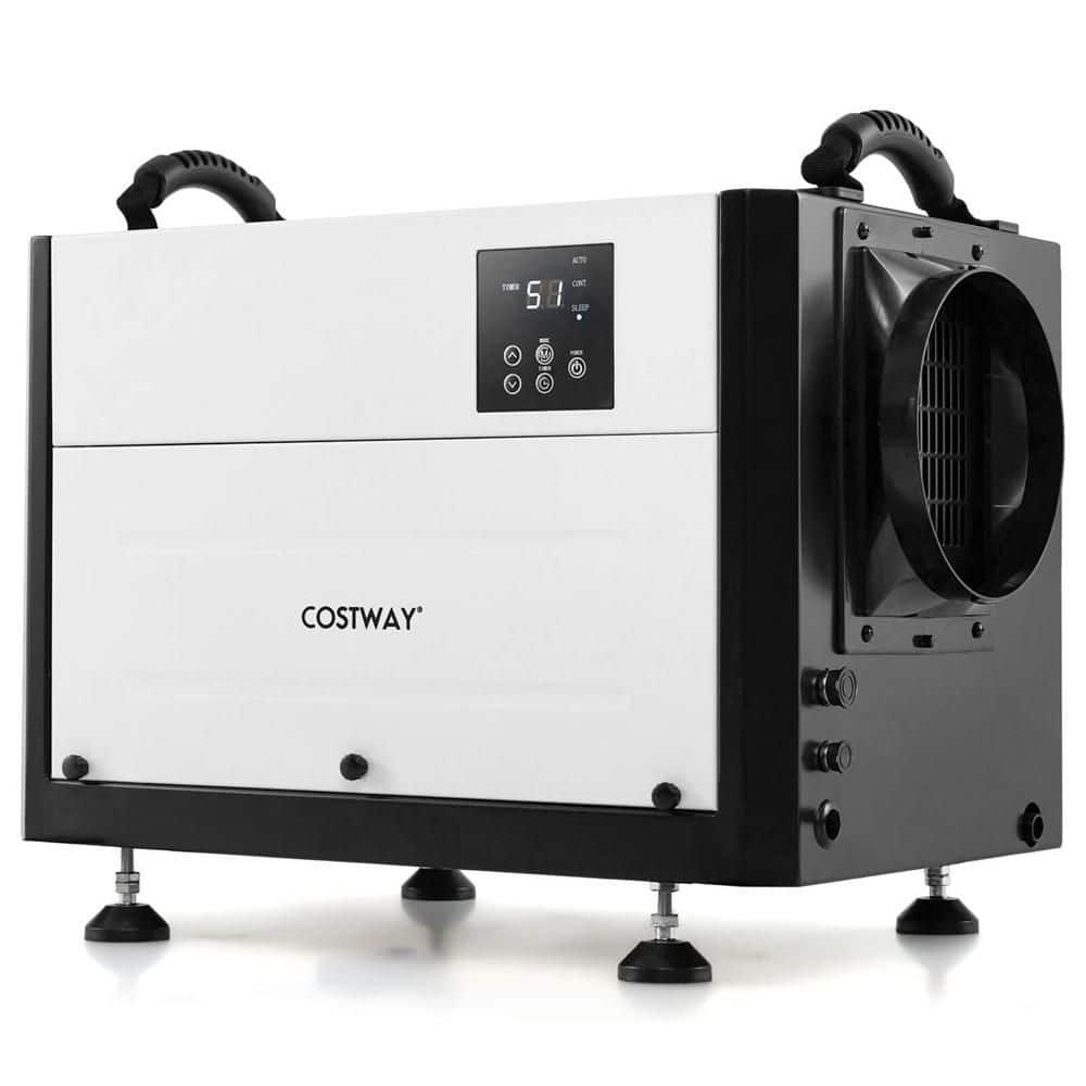 Costway 124 pt. 1300 sq. ft. Bucketless Commercial Dehumidifier with 3-Modes and 24H Timer Coverage Area in White (1)