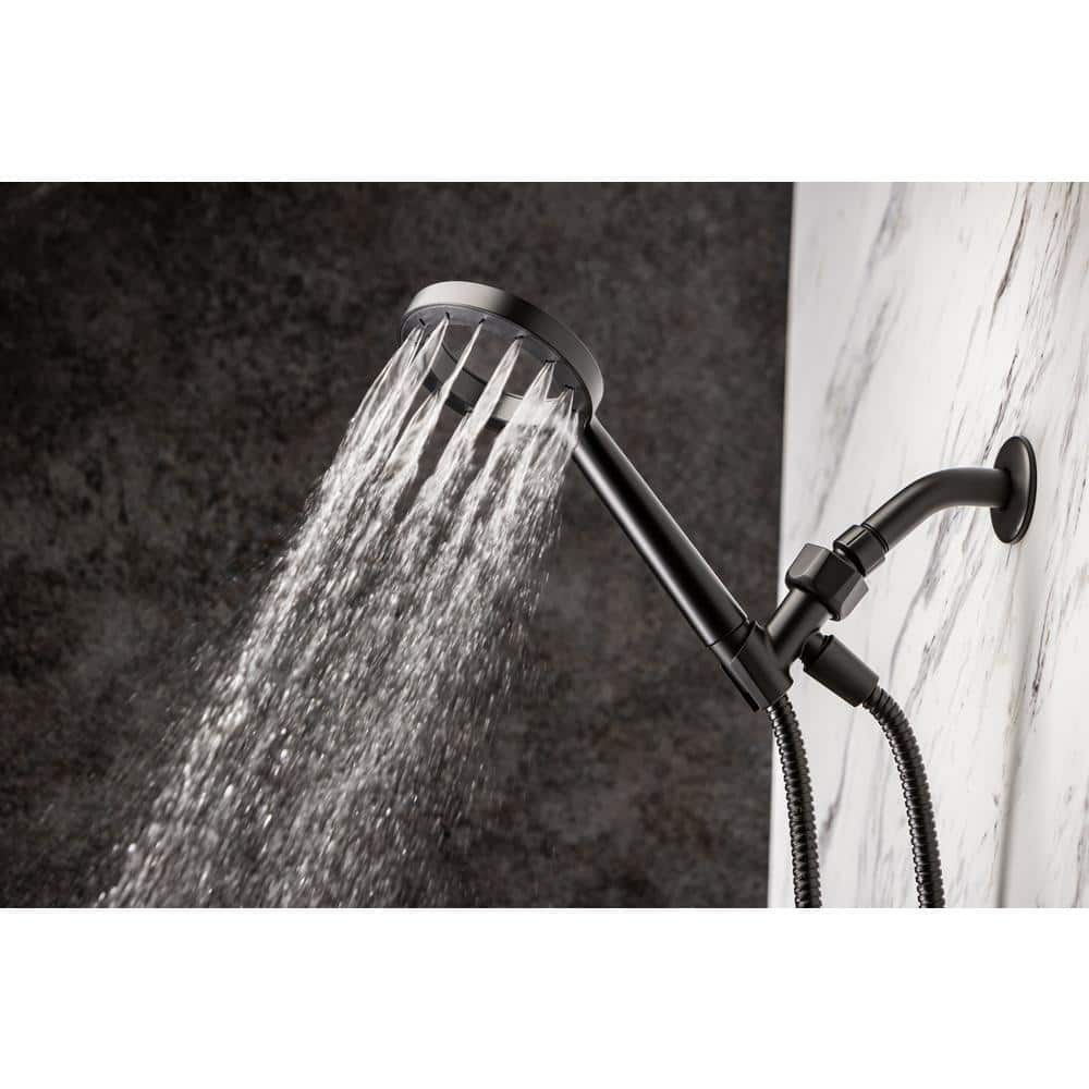 Glacier Bay 1-Spray Patterns with 1.8 GPM 4.5 in. Wall Mount Handheld Shower Head with Blade Spray Equiforce Tech in Matte Black (4)