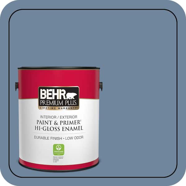 BEHR PREMIUM PLUS 1 gal. #S520-5 Thundercloud Hi-Gloss Enamel Interior/Exterior Paint & Primer (2)