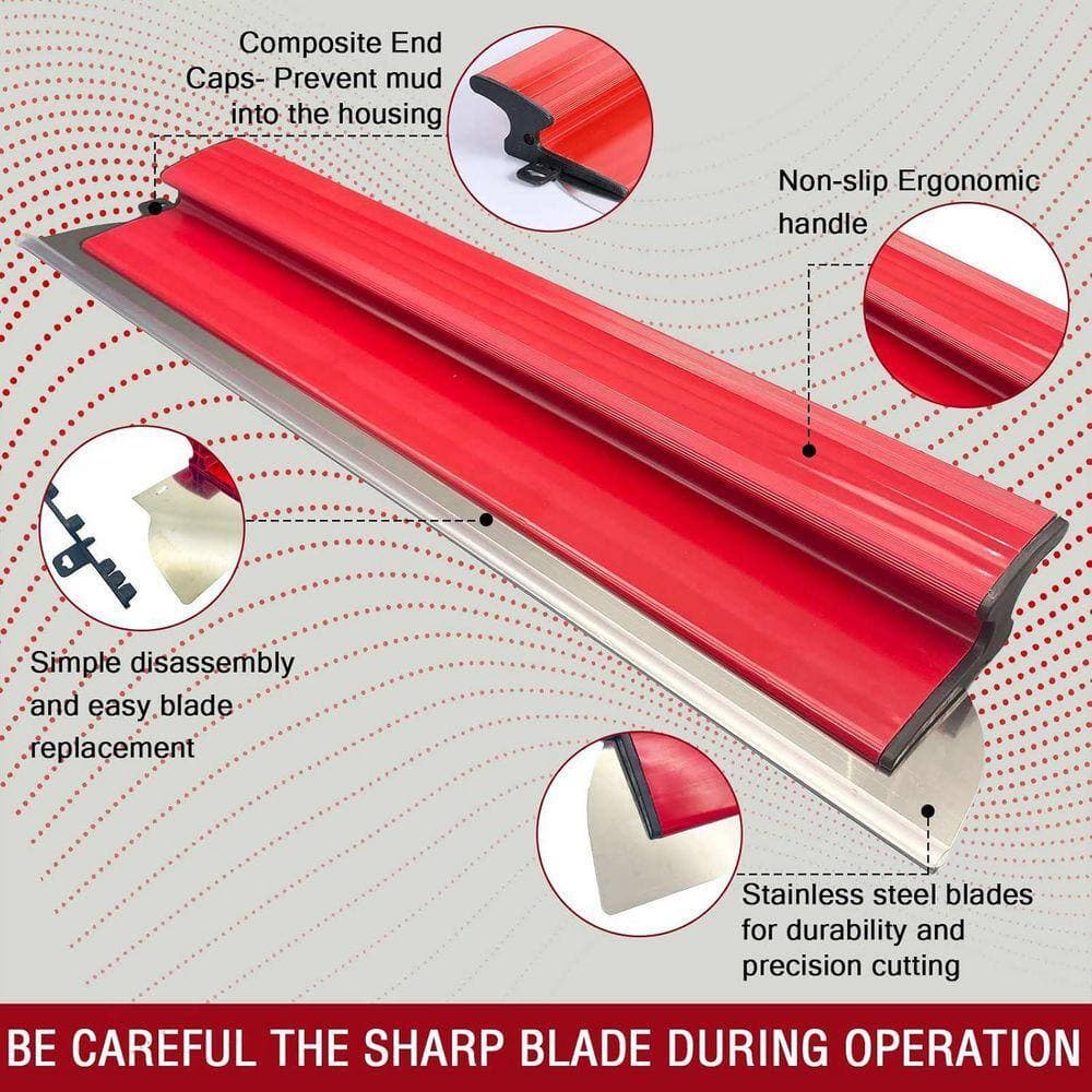 KIWDZFU 16 in. 24 in. 32 in. Stainless Steel Drywall Skimming Blade Set with Precision 0.5mm Blades for Walls and Ceilings (3)