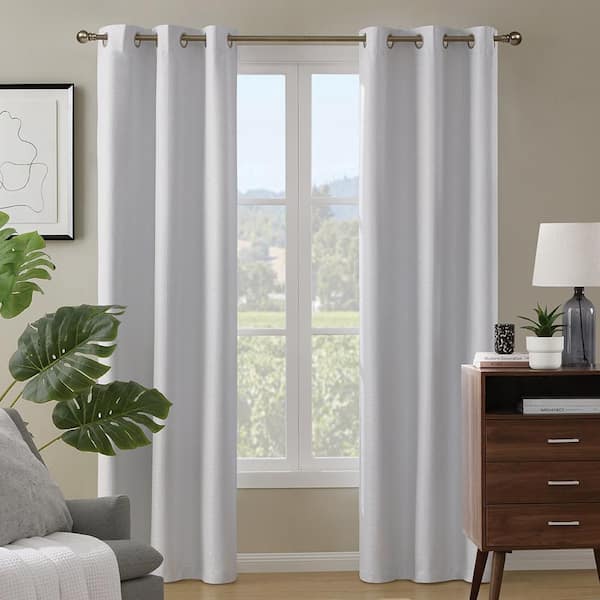 LiGHTSOUT with EnerShield Technology Contractor Set White Polyester 38 in. W x 84 in. L Rod Pocket 100% Blackout Curtain (Set of 4) (2)