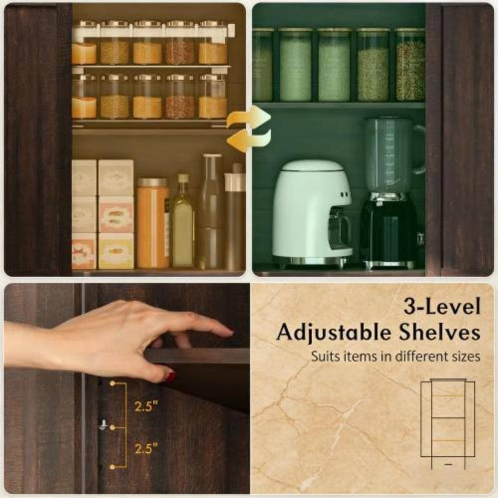 Unbranded 23.7 in. W x 11.9 in. D x 70.9 in. H Bathroom Brown Linen Cabinet (3)