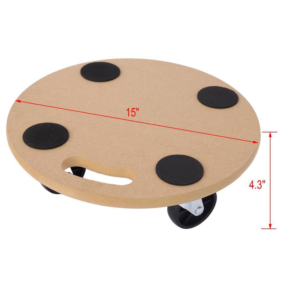 Miscool Ami 500 lbs. Round Heavy-Duty Wood Dolly, Furniture Moving Dolly (2-Pieces) (2)
