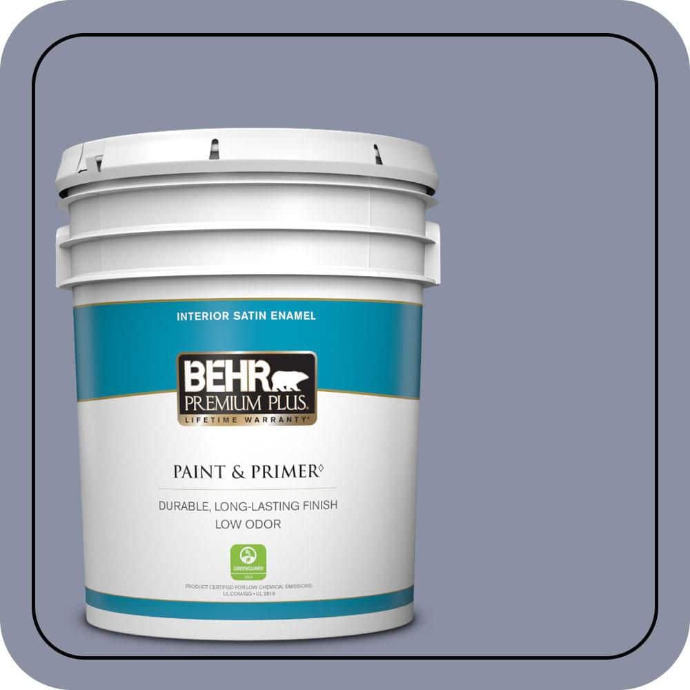 BEHR PREMIUM PLUS 5 gal. #620F-4 Violet Shadow Satin Enamel Low Odor Interior Paint & Primer