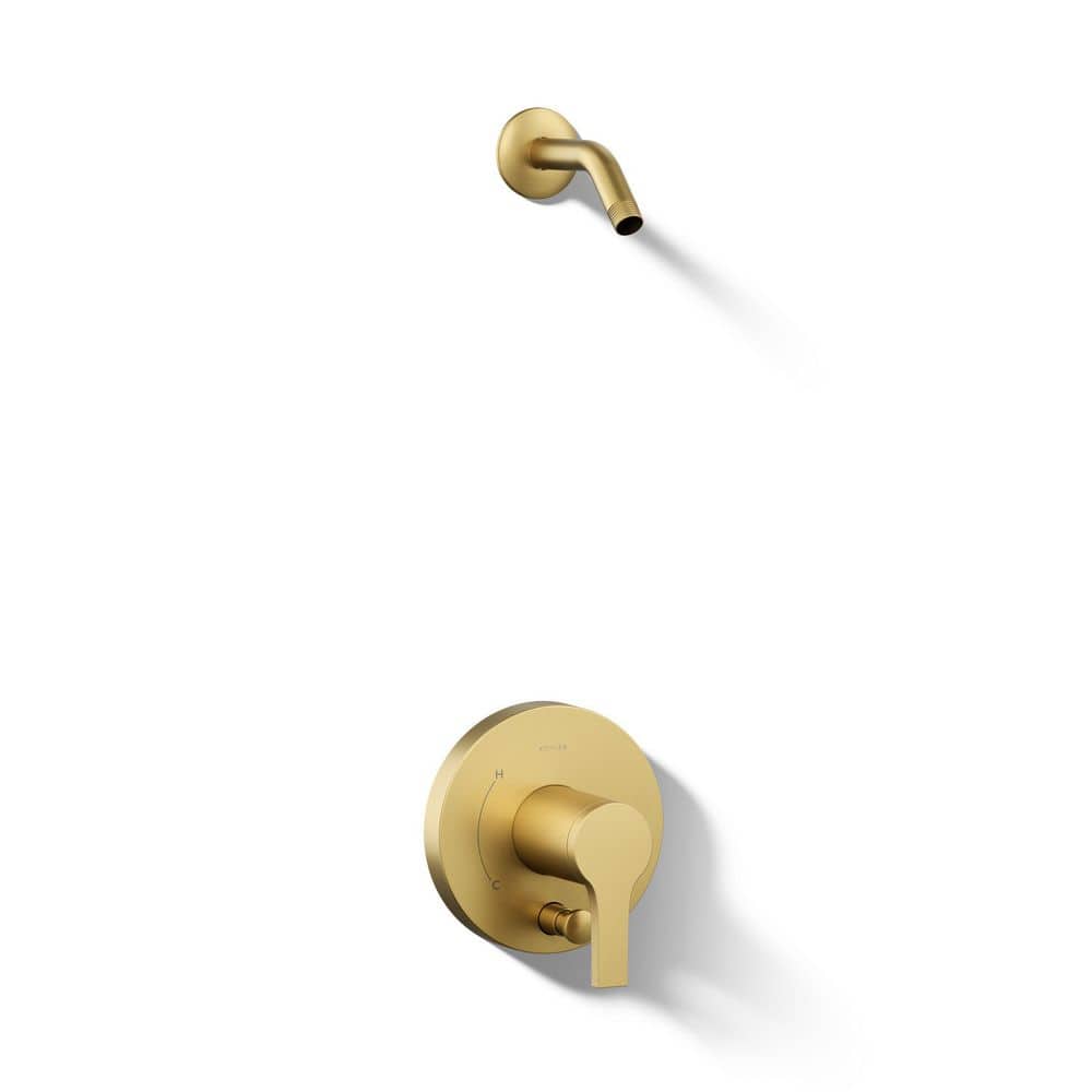 KOHLER Elate 1-Handle Wall Mount Shower Trim Kit In Vibrant Brushed Moderne Brass (Valve Not Included)