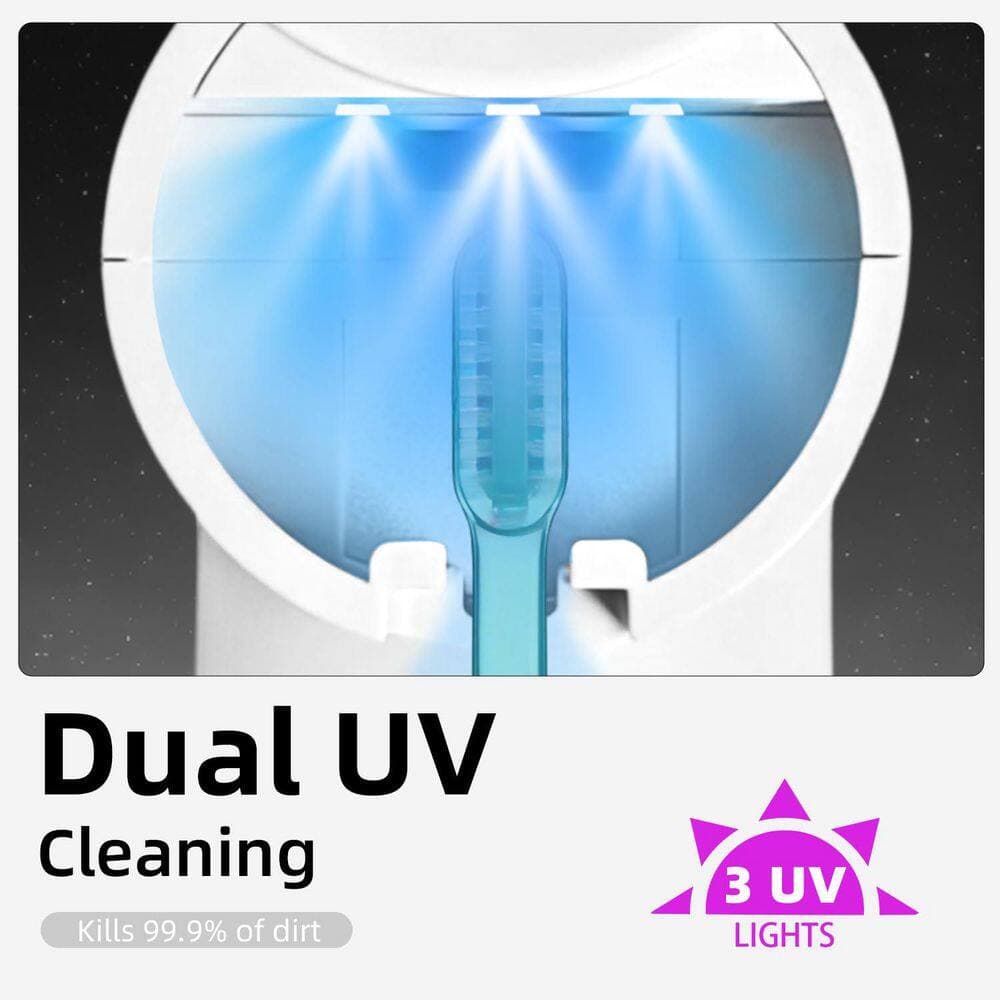 Numhew 1-Pack Wall Mounted 3-in-1 Toothbrush Holder with Smart Sensor Lid, UV Light, Heated Air Drying, Magnetic Cup in White (3)
