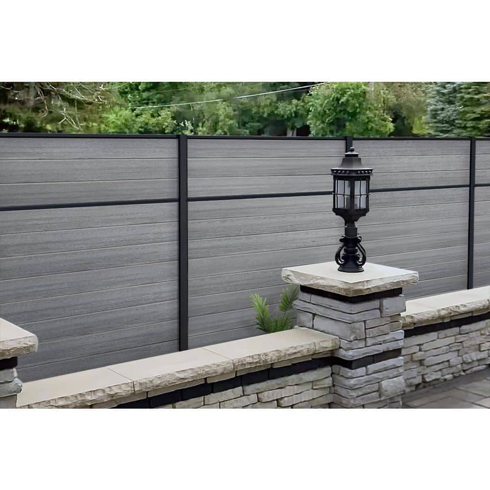 Slipfence Horizontal Composite Panel kit 8 ft. Ash with 1 Post PK412 (2)