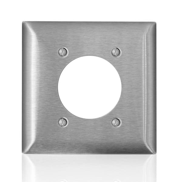 Leviton 2-Gang 2.45 in. Single Outlet Metal Magnetic Stainless Steel Wall Plate Dryer/Range/EV, Standard Size Type 430 (1-pack) (2)