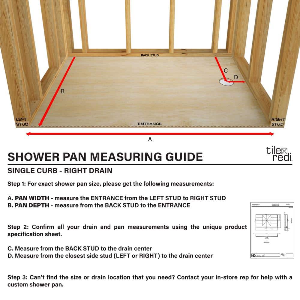 Tile Redi Redi Trench 48 in. L 48 in. W Single Threshold Alcove Shower Pan Base with Drain and Drain Grate (4)