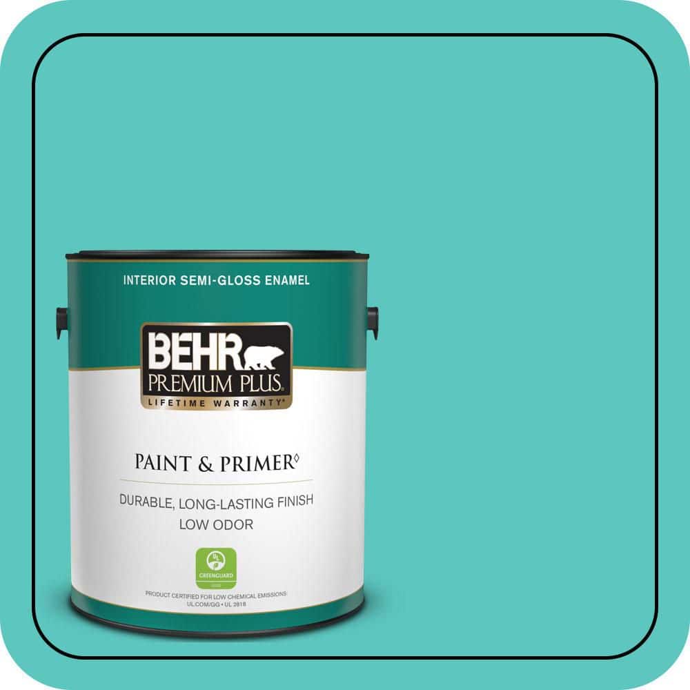 BEHR PREMIUM PLUS 1 gal. #490B-4 Sea Life Semi-Gloss Enamel Low Odor Interior Paint & Primer