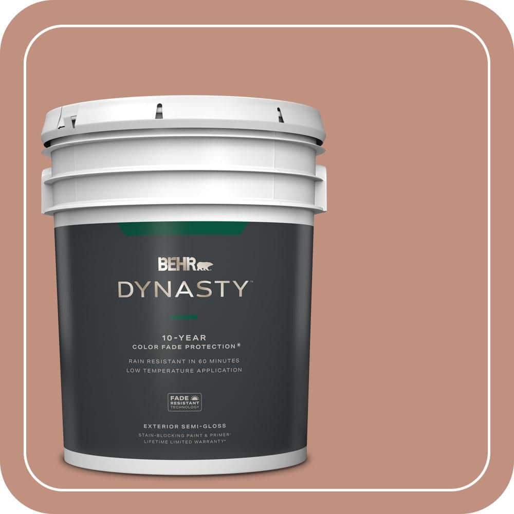 BEHR DYNASTY 5 gal. #MQ1-51 Mesa Peach Semi-Gloss Enamel Exterior Stain-Blocking Paint & Primer