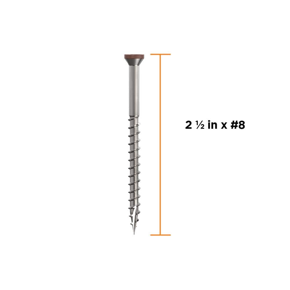 CAMO 2-1/2 in. #8 316 Stainless Steel Brown Premium Star Drive Trim Screws (100-Count) (2)