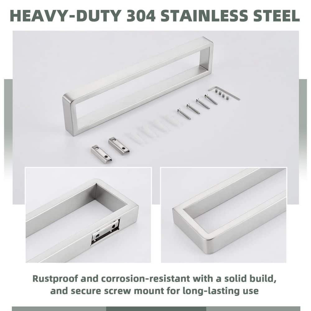 Unbranded 1-Pack Brushed Nickel Stainless Steel 11.7 in. Bathroom Towel Bar Wall Mounted Ventilated Towel Holder (2)