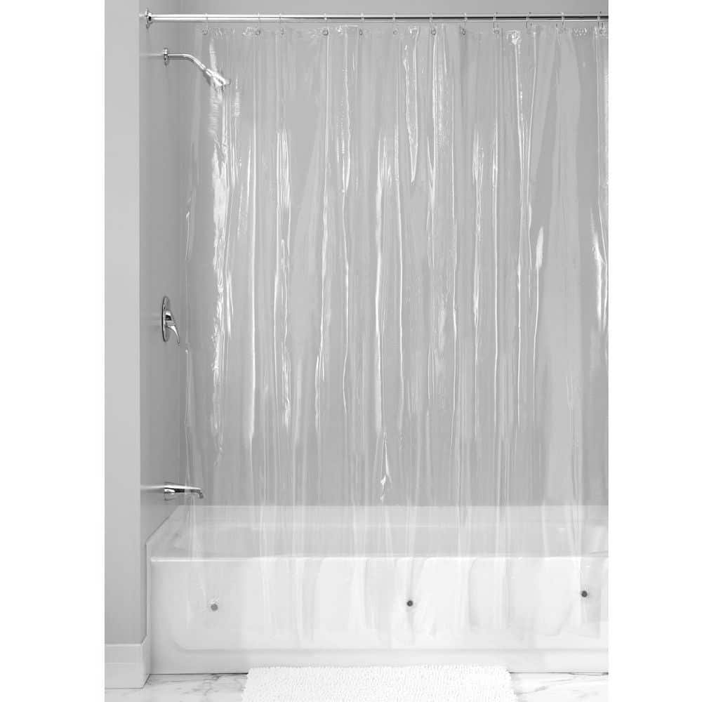 interDesign Vinyl Shower Curtain, Mold-Mildew-Resistant Water-Repellent Bath Liner w/ Magnets for Bathroom, 72 in. x 72 in., Clear (3)