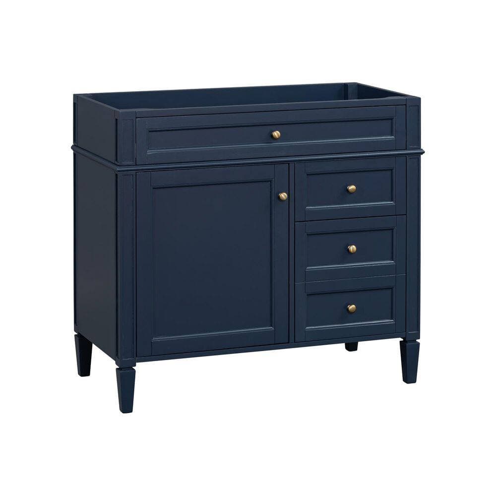 LIVACA 36 in. Bath Vanity Cabinet without Top in Blue with 3 Storage Drawers and Shelf, Soft Closing Doors (3)