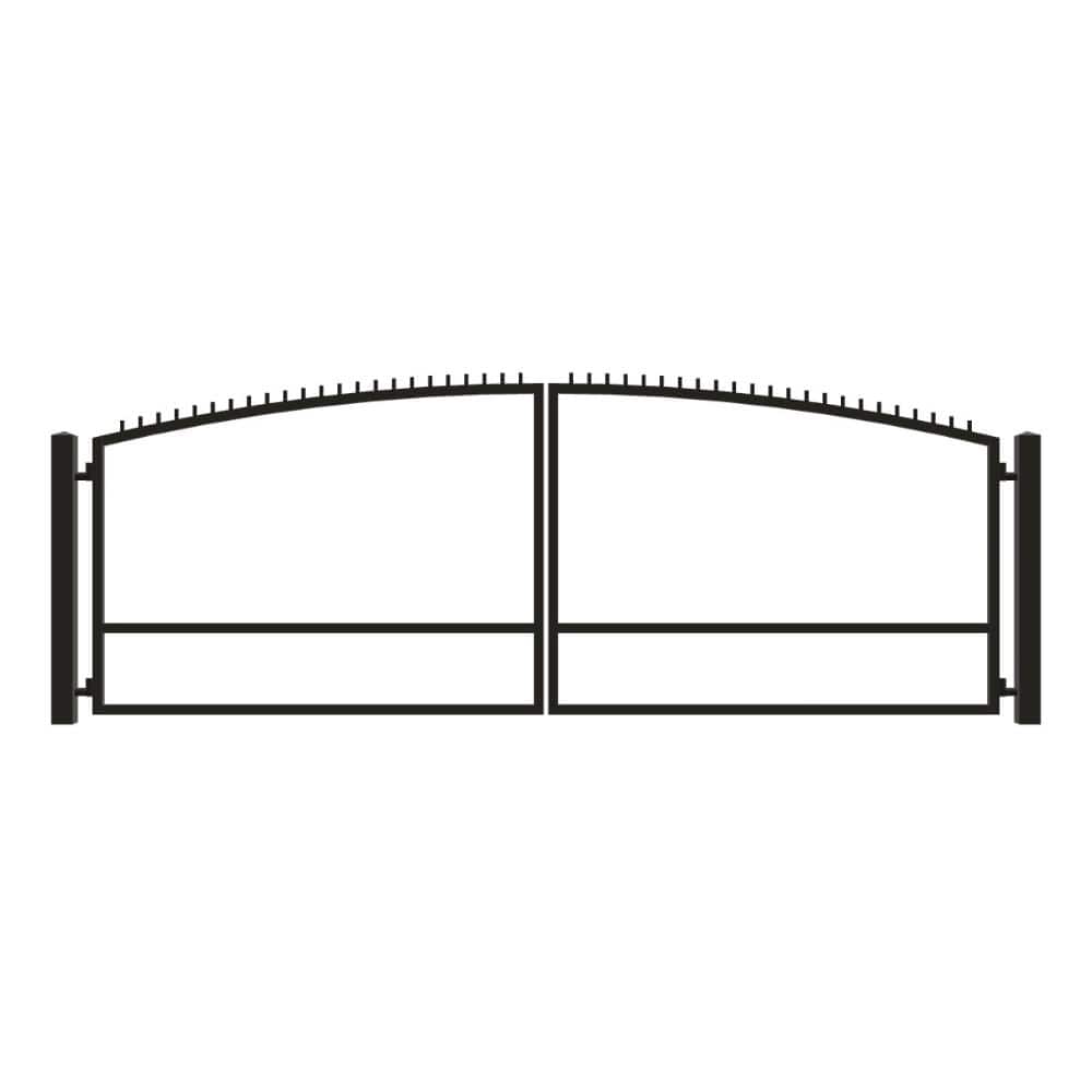 Unbranded Driveway Gate — Swing, Center, Arch + Finials, Black — 208"W x 72"H (1)