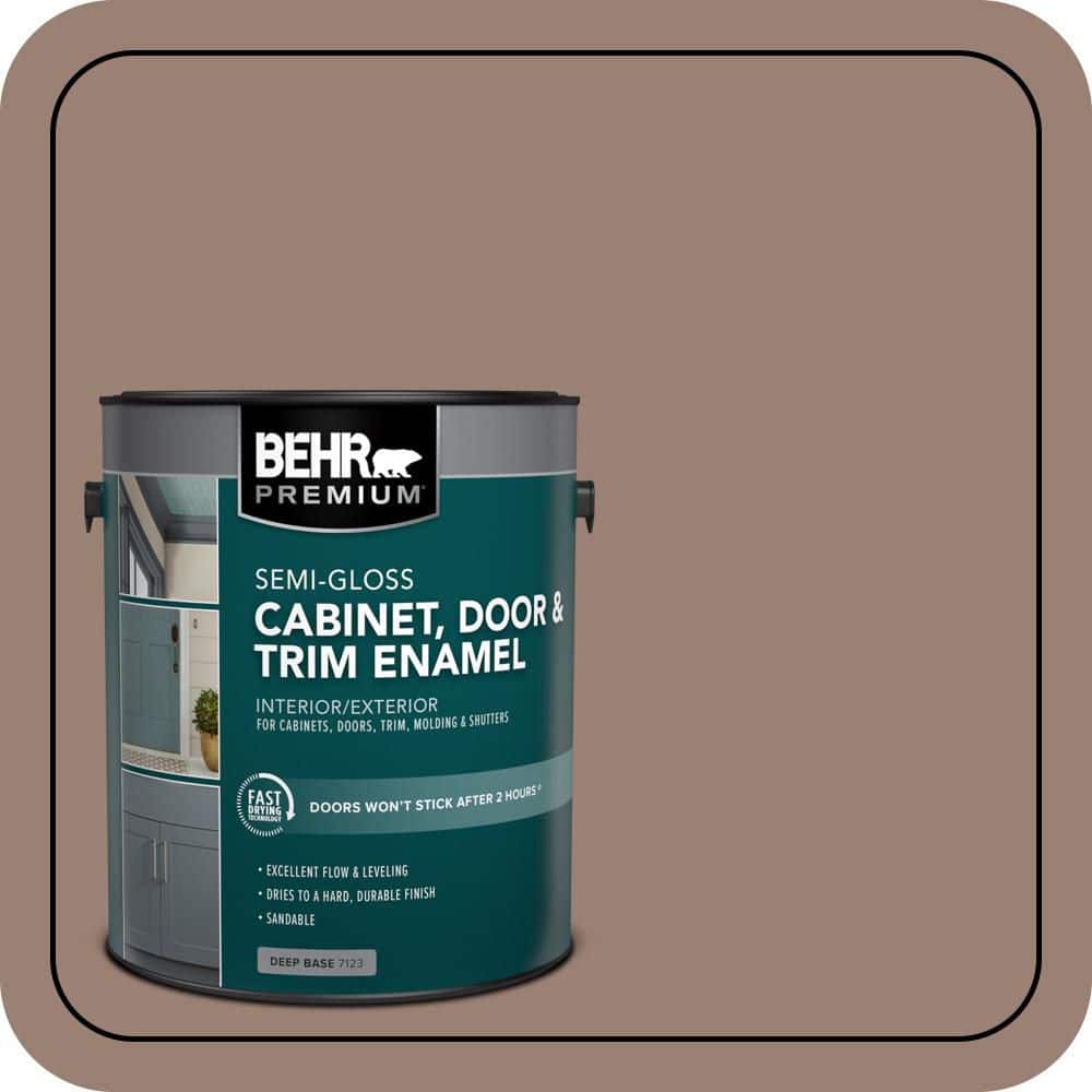 BEHR PREMIUM 1 gal. #N190-5 Frontier Brown Semi-Gloss Enamel Interior/Exterior Cabinet, Door & Trim Paint