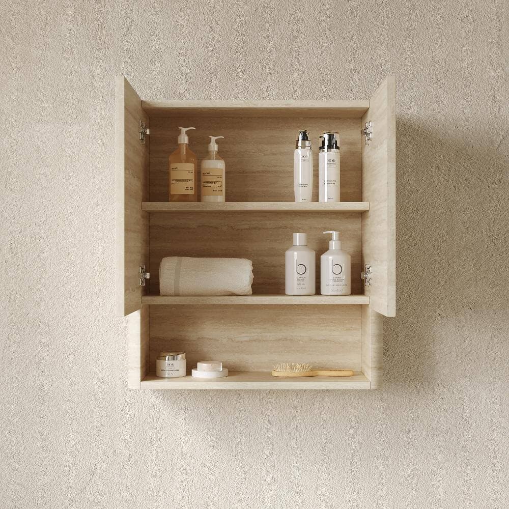 Timussi 26 in. W x 8 in. D x 30 in. H Beige Plywood Bathroom Storage Wall Cabinet with Shelf and Door in Beige (2)