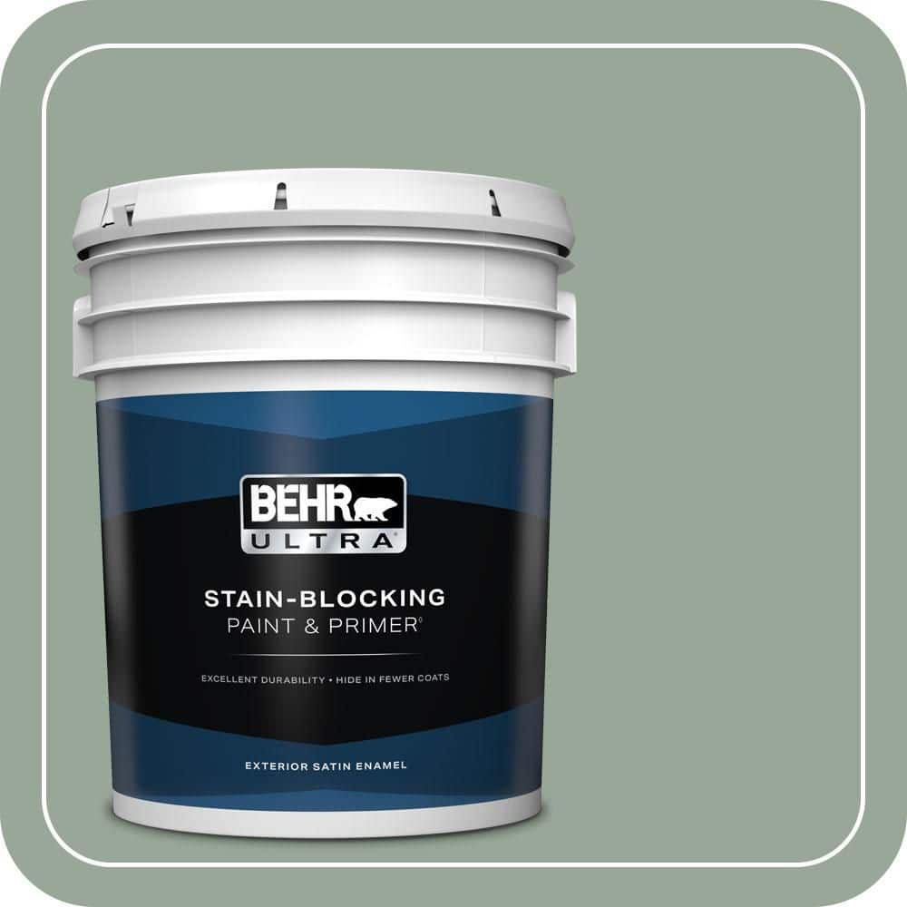 BEHR ULTRA 5 gal. #MQ6-17 Green Trellis Satin Enamel Exterior Paint & Primer