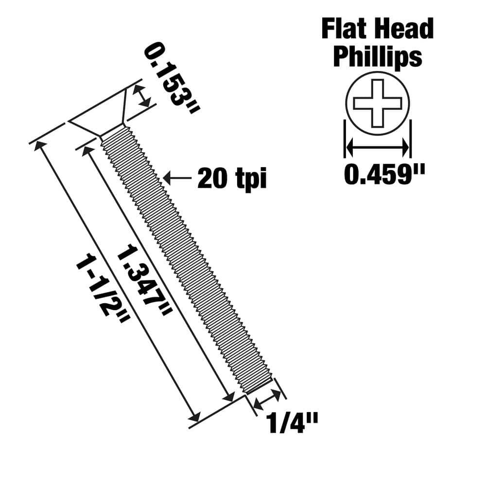 Everbilt 1/4 in. -20 x 1-1/2 in. Phillips Flat-Head Machine Screws (10-Pack) (3)