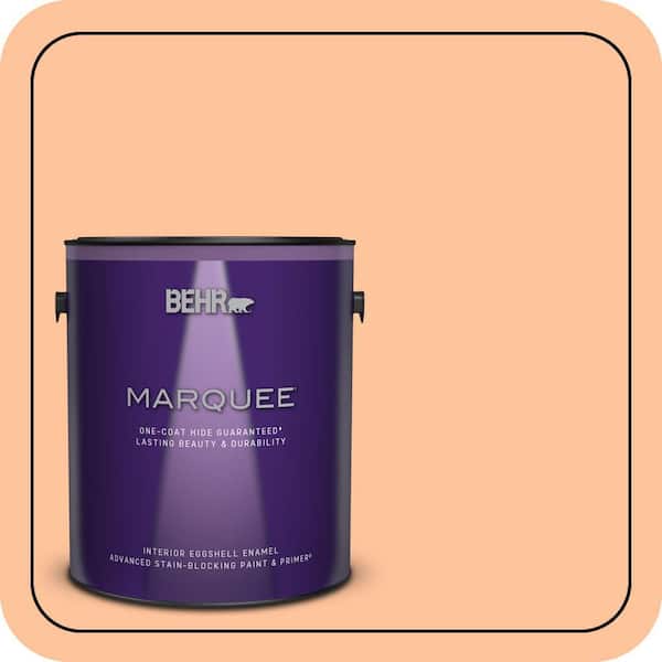BEHR PREMIUM PLUS 1 gal. #260B-4 Orange Sherbet Semi-Gloss Enamel Low Odor Interior Paint & Primer (3)