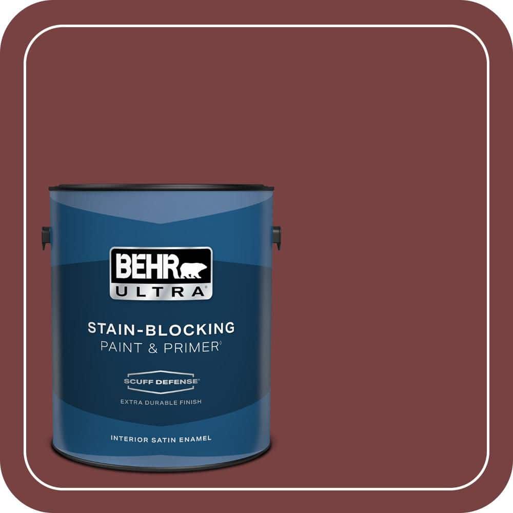 BEHR ULTRA 1 gal. #PPF-01 Tile Red Extra Durable Satin Enamel Interior Paint & Primer