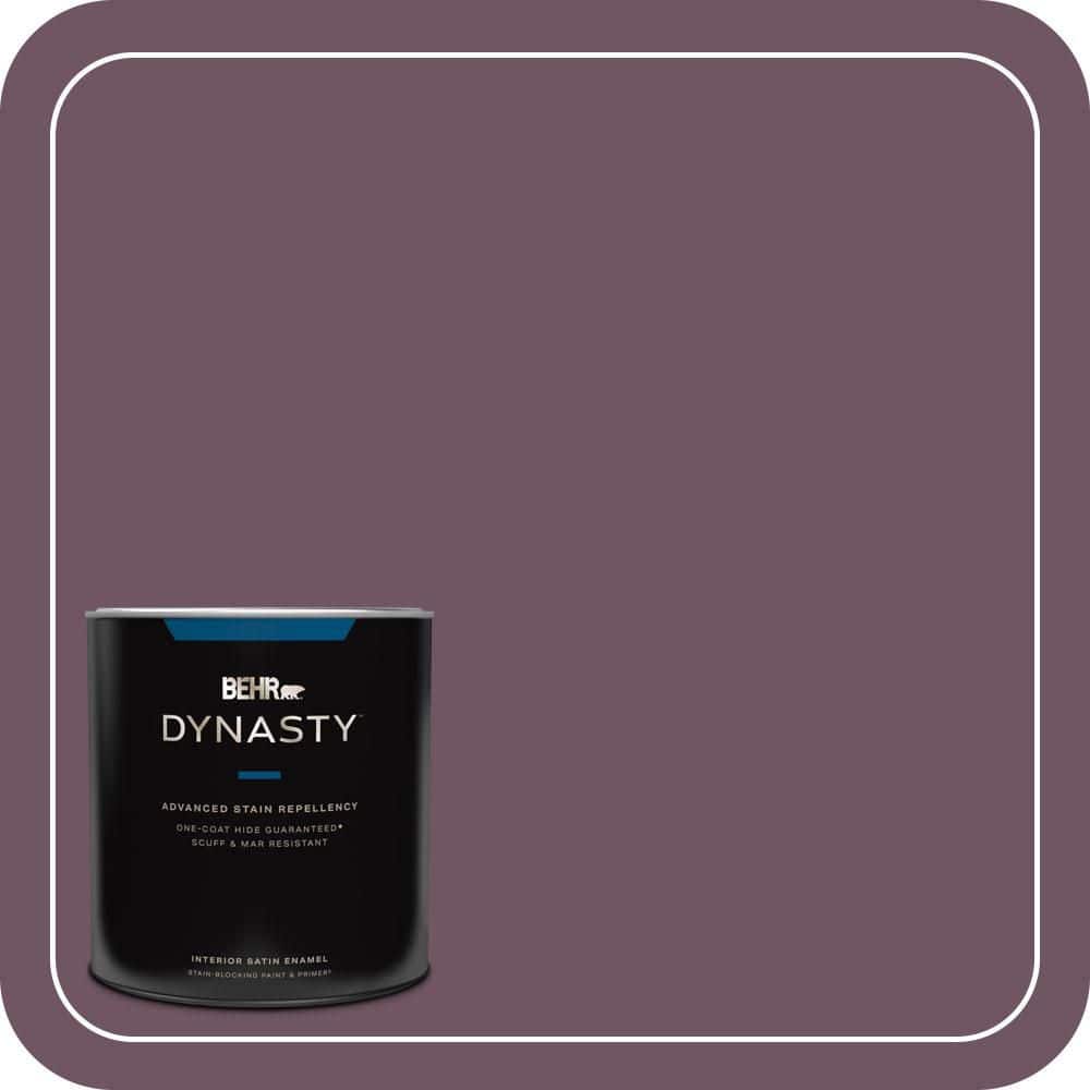 BEHR DYNASTY 1 qt. #S110-7 Exotic Eggplant One-Coat Hide Satin Enamel Interior Stain-Blocking Paint & Primer