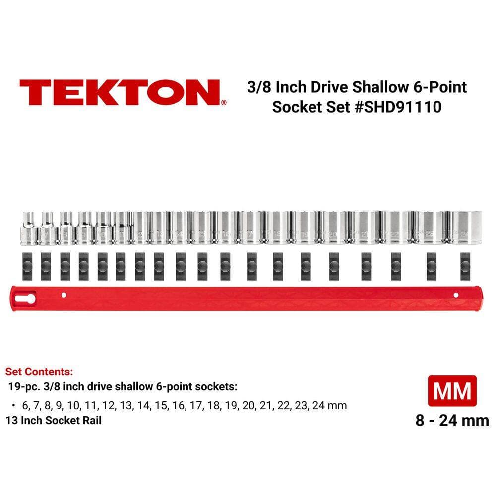 TEKTON 3/8 in. Drive 6-Point Socket Set (19-Piece) (2)