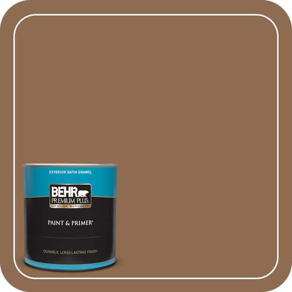 BEHR PREMIUM PLUS 1 qt. #N250-6 Split Rail Satin Enamel Exterior Paint & Primer (2)