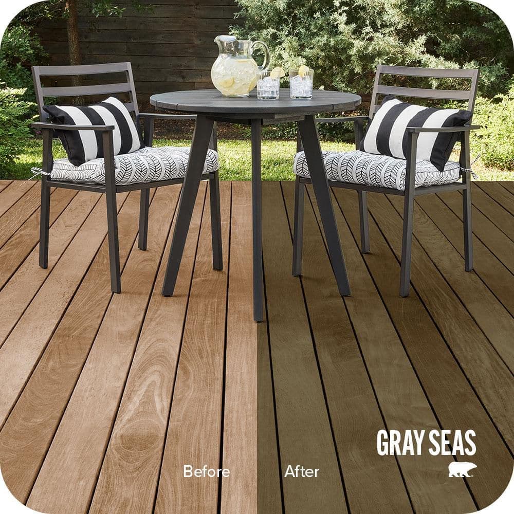 BEHR PREMIUM 1 gal. #ST-144 Gray Seas Semi-Transparent Waterproofing Exterior Wood Stain and Sealer (2)