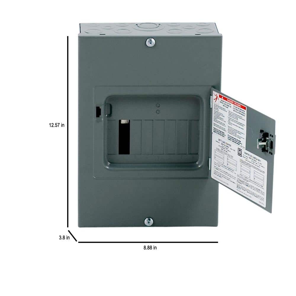 Square D QO 100 Amp 8-Space 16-Circuit Indoor Surface Mount Main Lug Load Center with Cover, Door (3)