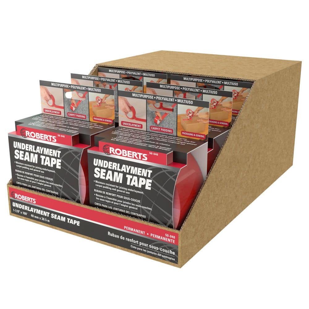 ROBERTS 1-7/8 in. x 100 ft. x 0.005 in. Red Seam Guard Underlayment Tape Roll (12-Pack)