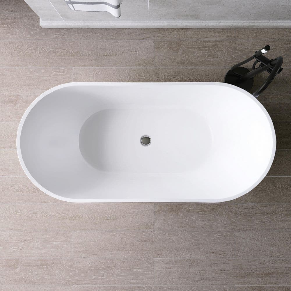 MEDUNJESS 60 in. x 29 in. Acrylic Flatbottom Freestanding Soaking Bathtub in White (3)
