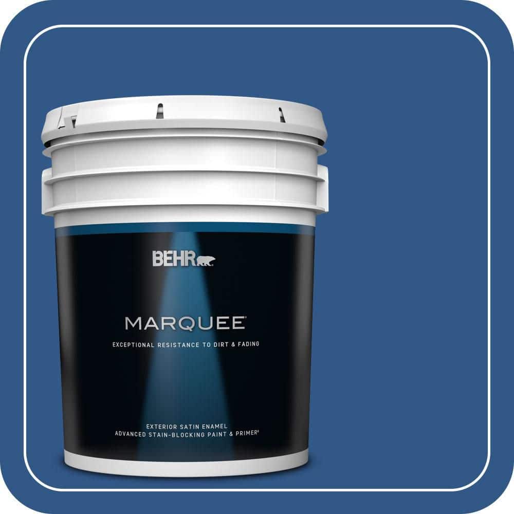 BEHR MARQUEE 5 gal. #590B-7 Award Blue Satin Enamel Exterior Paint & Primer