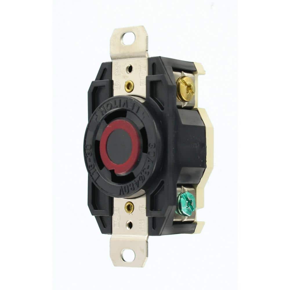 Leviton 30 Amp 480-Volt 3-Phase Flush Mounting Grounding Locking Outlet, Black 2730 (3)