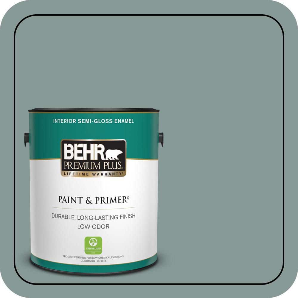 BEHR PREMIUM PLUS 1 gal. #N430-4 Rainy Afternoon Semi-Gloss Enamel Low Odor Interior Paint & Primer