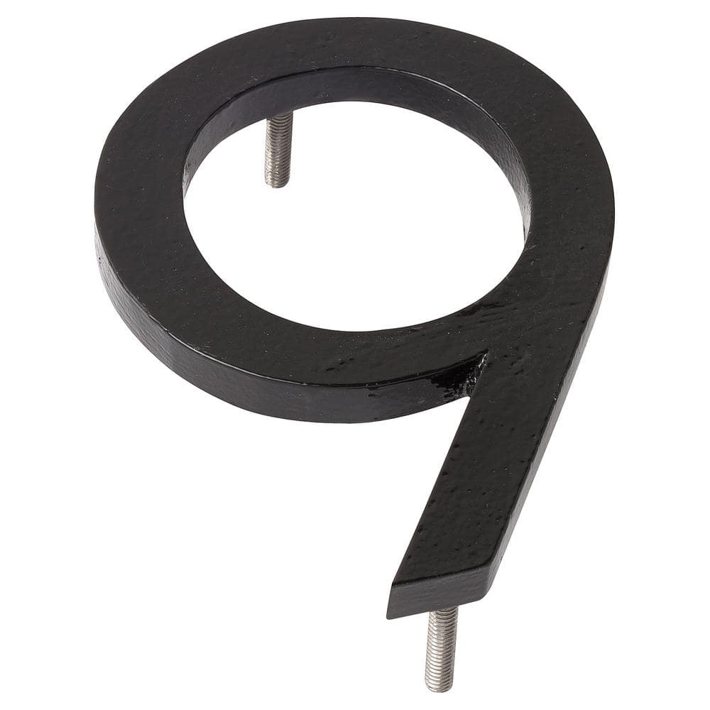 Montague Metal Products 10 in. Black Aluminum Floating or Flat Modern House Number 9 (1)