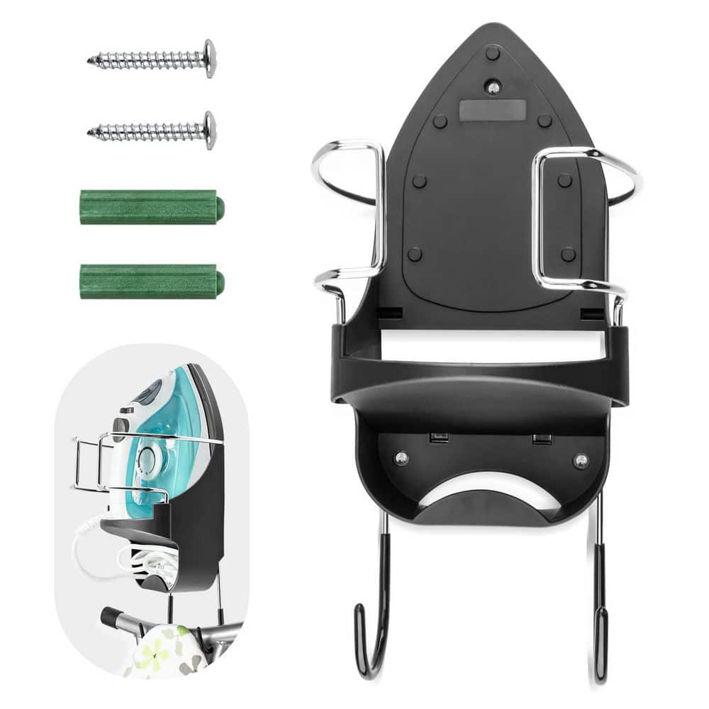 NVNOO Ironing Board Hanger Wall Mount Ironing Board Holder Wall Mount for Laundry Rooms Storage Organizer, Black