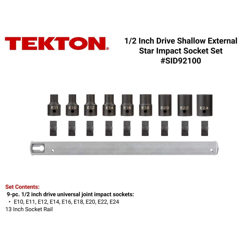 TEKTON 1/2 in. Drive External Star Impact Socket Set (9-Piece) (E10-E24) (2)
