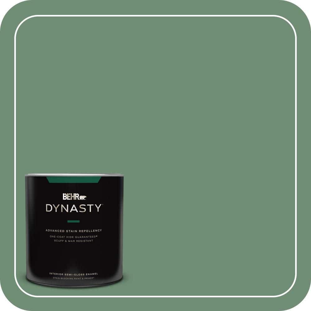 BEHR DYNASTY 1 qt. #QE-46 Ivy Wreath Semi-Gloss Enamel Interior Stain-Blocking Paint and Primer