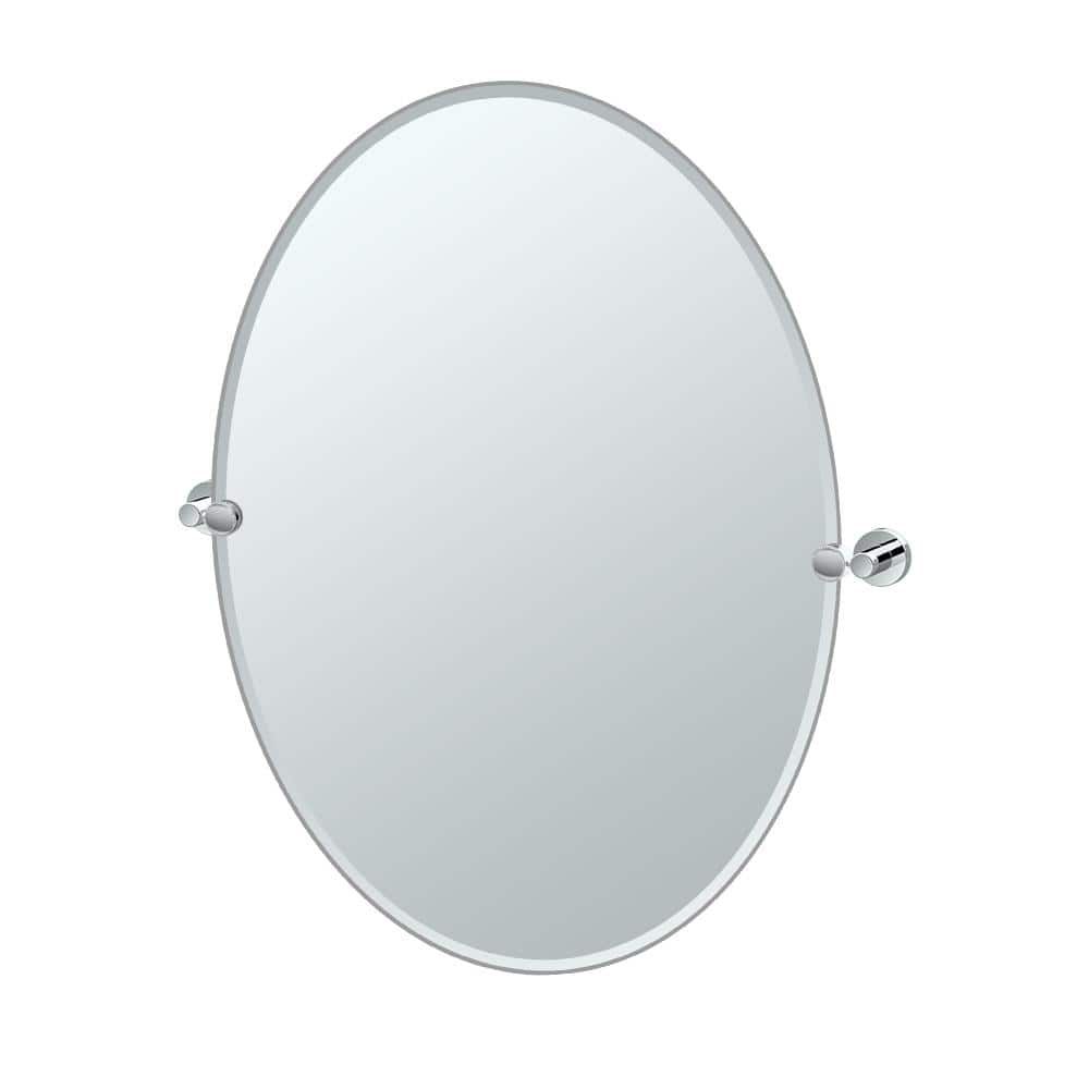 Gatco Glam 24 in. W x 32 in. H Frameless Oval Beveled Edge Bathroom Vanity Mirror in Chrome (1)