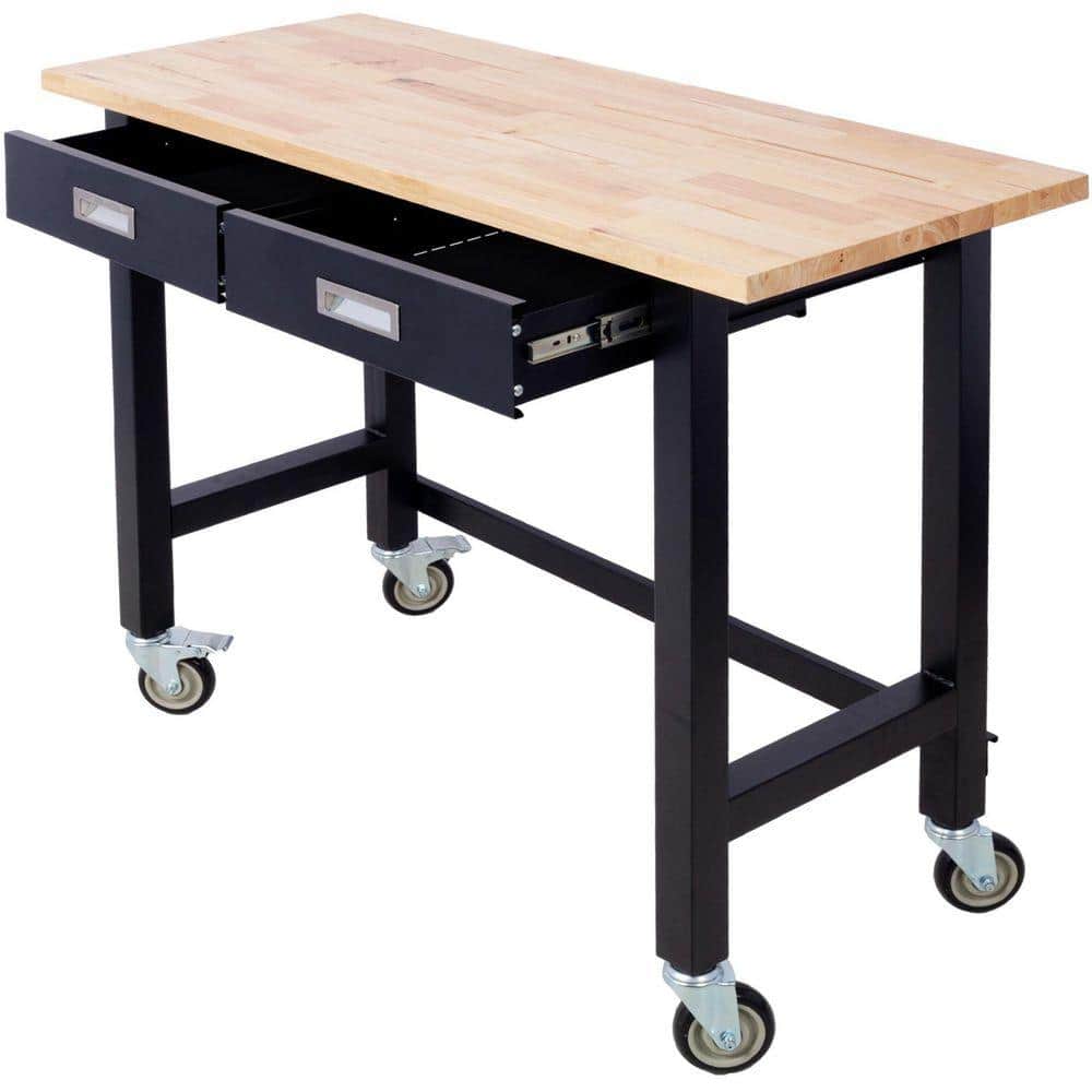 Miscool Ami 48" Work Bench with Drawer Storage Heavy Duty Bamboo Wood (1)