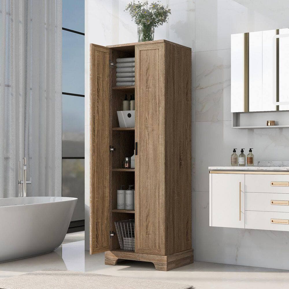Boosicavelly 23.3 in. W x 16.9 in. D x 71.2 in. H Brown Linen Cabinet (3)