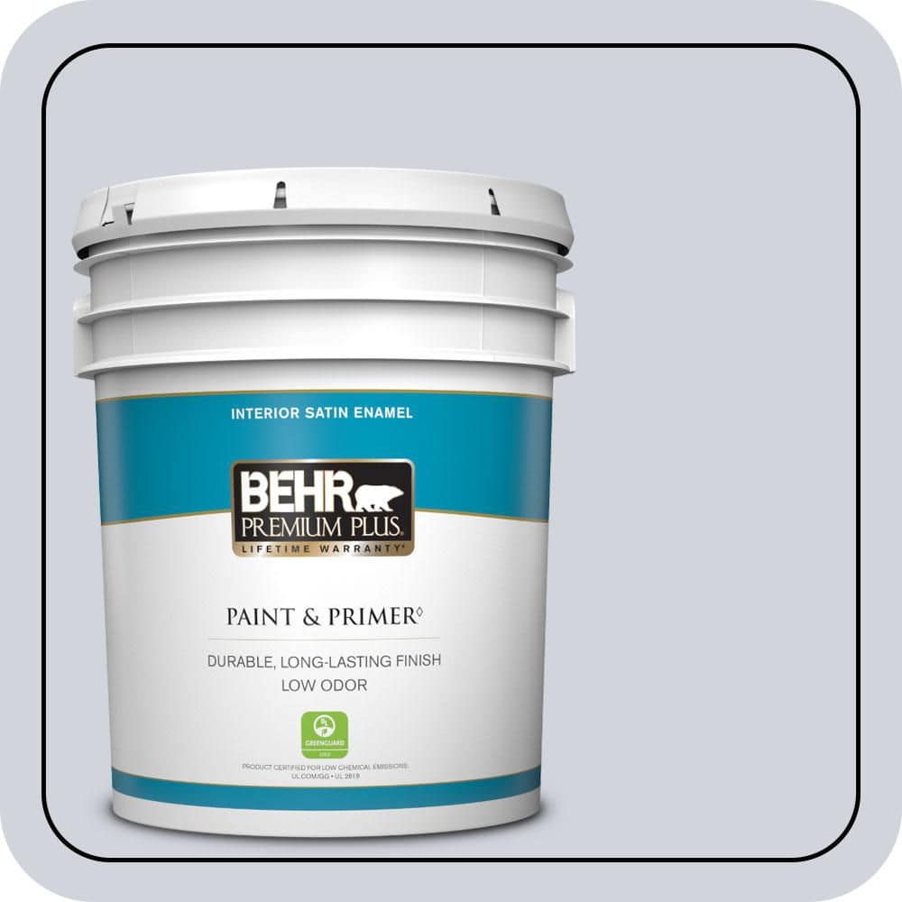 BEHR PREMIUM PLUS 5 gal. #S550-1 Blueberry Whip Satin Enamel Low Odor Interior Paint & Primer