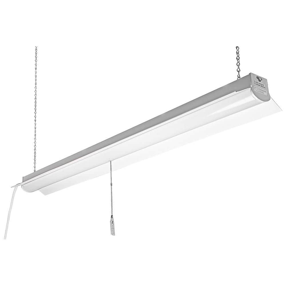 Commercial Electric 4 ft. Linkable Integrated LED Gray Motion Sensor Shop Light, 4000K, Suspension Mount for Garage or Basement (1-Pack) (2)